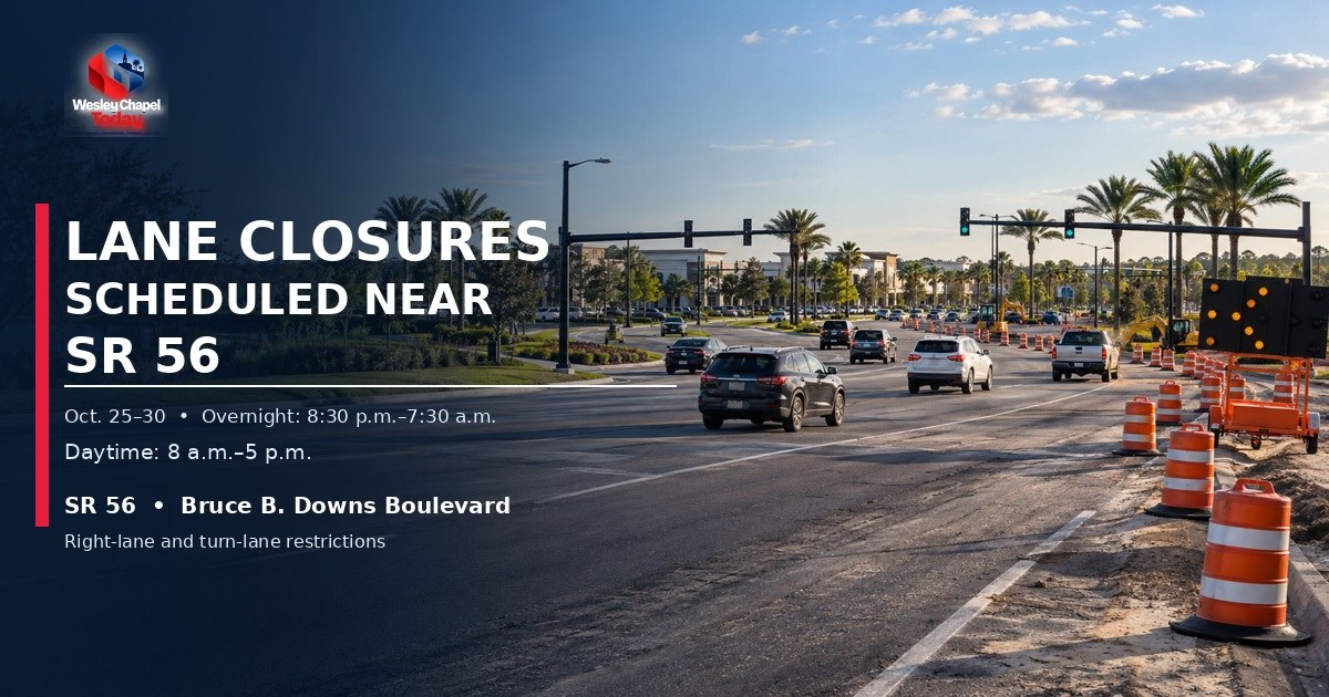 FDOT schedules lane restrictions at SR 56 and Bruce B. Downs
