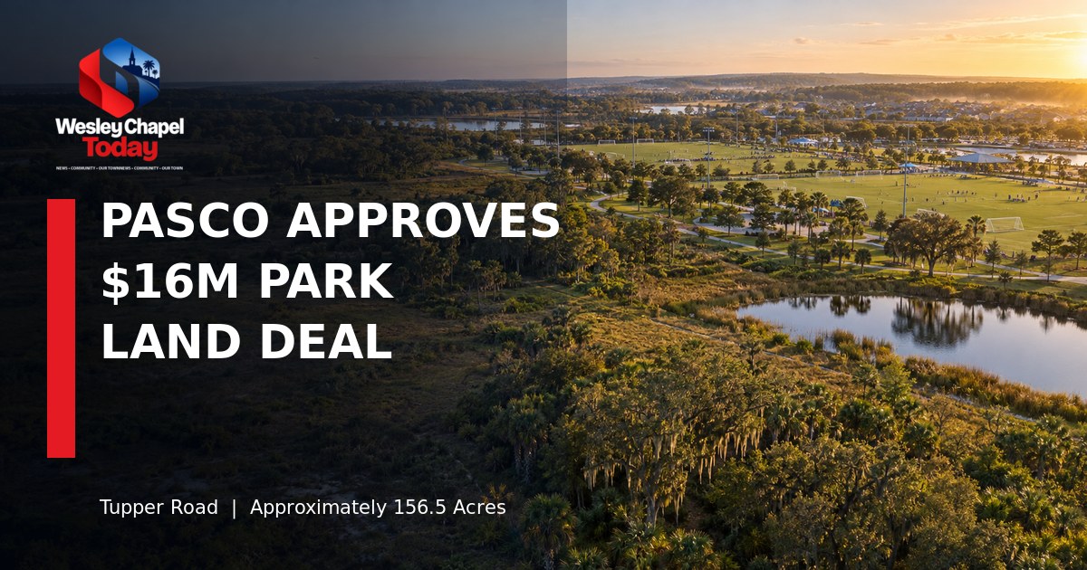 Pasco aprova compra de US$ 16 milhões para futuro espaço de parque em Wesley Chapel